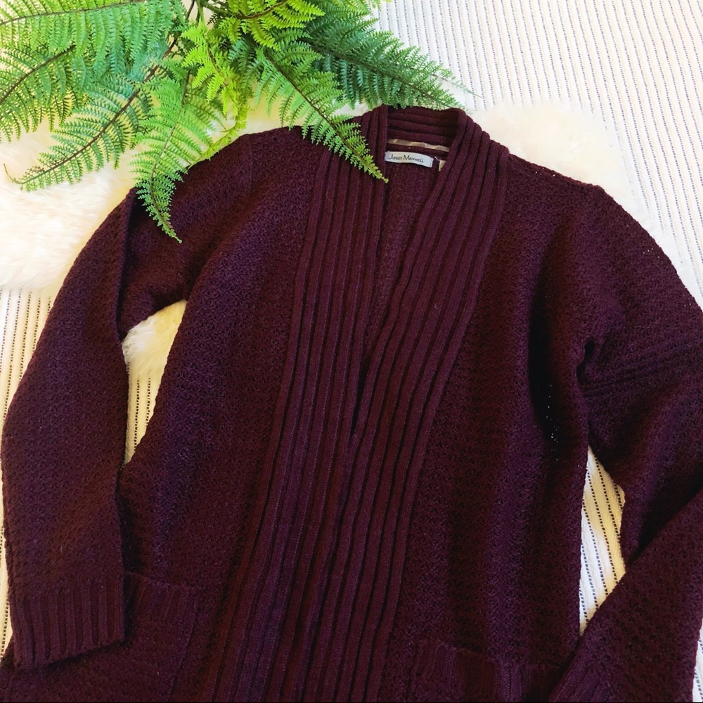 NWT Jason Maxwell Burgundy Knit Cardigan Sweater